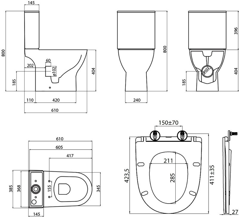 Унитаз-компакт напольный BelBagno Lounge BB045CPR