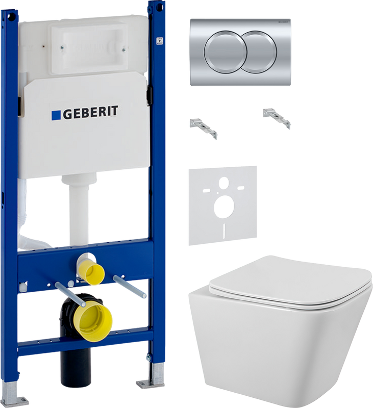 Комплект 4 в 1 Унитаз подвесной BelBagno Ardente-R BB520CHR безободковый + Крышка Due BB3103/3106SC с микролифтом + Инсталляция с кнопкой Geberit Duofix Delta 458.149.21.1 + Звукоизоляция 156.050.00.1