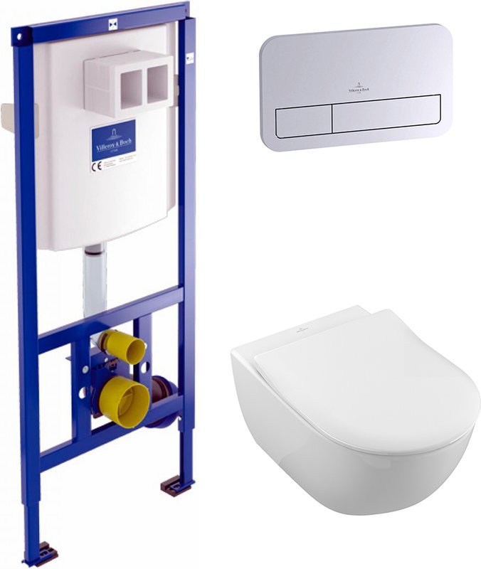 Комплект 3 в 1 Унитаз подвесной Villeroy & Boch Subway 2.0 5614R201 + Кнопка Viconnect 9224 9061 + Инсталляция 9224 6100