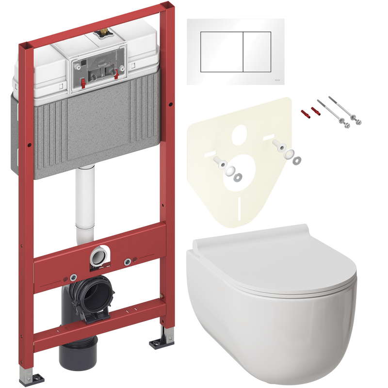 Комплект 2 в 1 Унитаз подвесной Damixa Scandinavian Pure DX36C1701SC + Инсталляция с кнопкой TECE Base 9400413