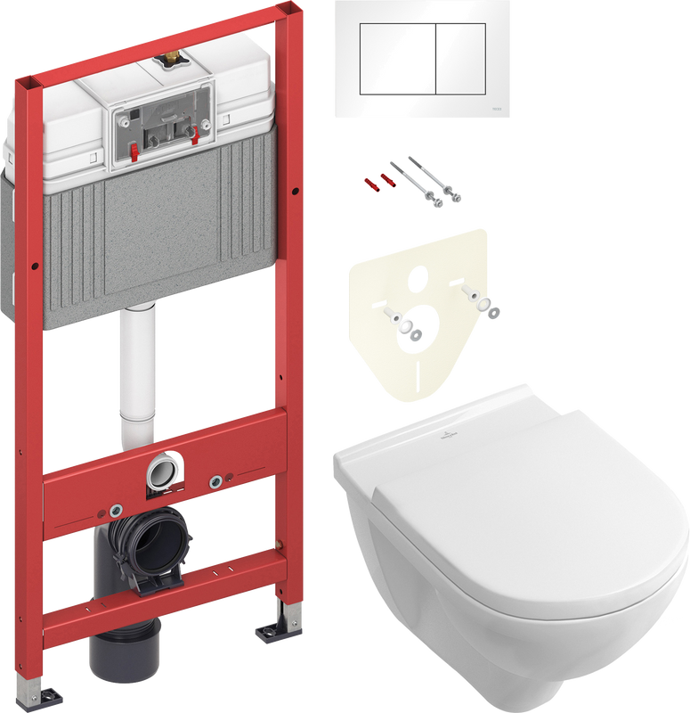 Комплект 2 в 1 Унитаз подвесной Villeroy & Boch O.Novo 5660 H101 + Инсталляция с кнопкой TECE Base 9400413