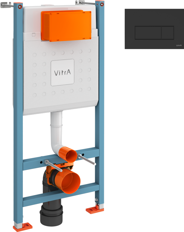 Комплект Инсталляция VitrA V-Fix Core 732-5800-01 крепление к полу и стене + Кнопка Root Square 740-