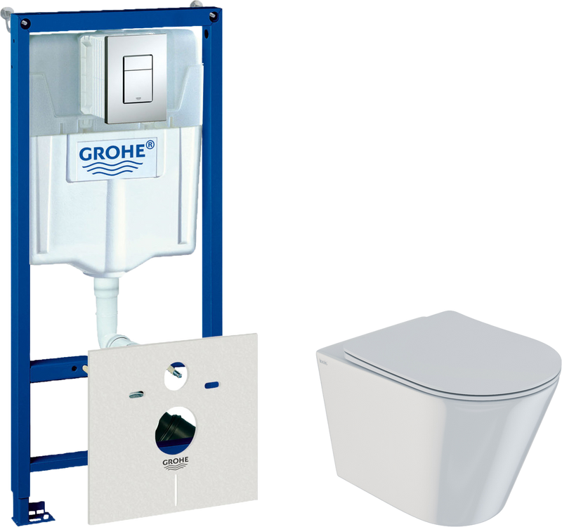 Комплект Унитаз подвесной IDDIS Calipso CALRDSEI25 + Инсталляция Grohe Rapid SL 38772001 3 в 1 с кнопкой смыва + Шумоизоляция 37131000