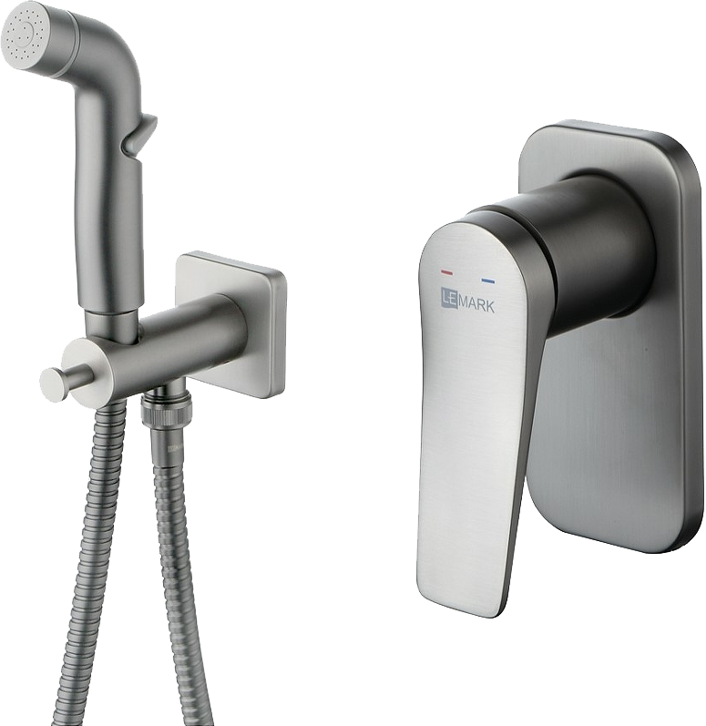 Гигиенический душ Lemark Bronx LM3719GM, со смесителем, С ВНУТРЕННЕЙ ЧАСТЬЮ, графит