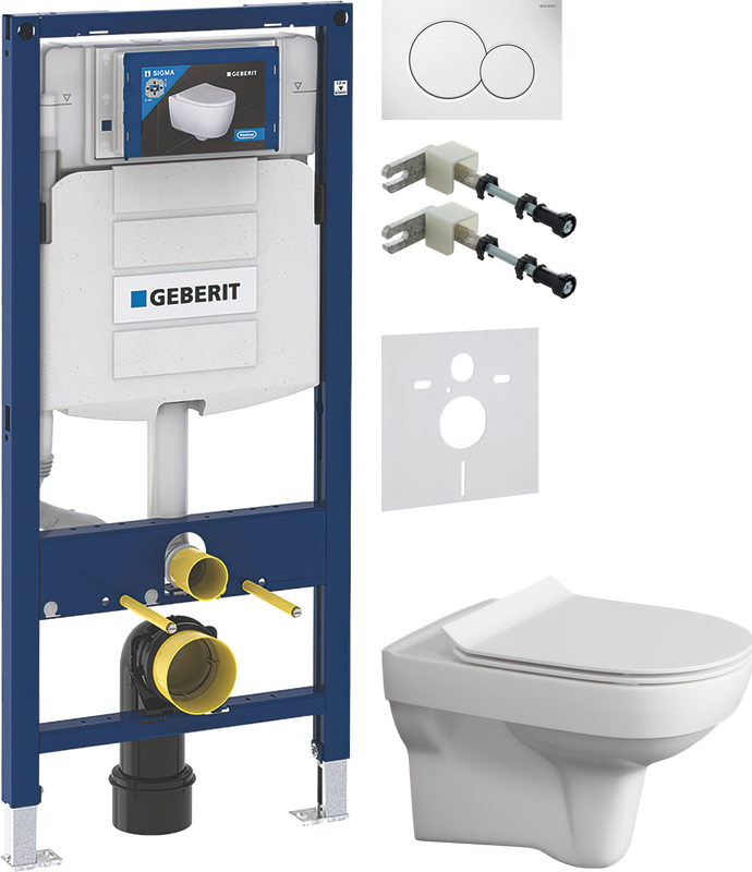 Комплект 5 в 1 Унитаз подвесной Cersanit City Clean On DPL EO + Крепления Geberit Duofix 111.815.00.1 к стене + Звукоизоляция 156.050.00.1 + Инсталляция UP 320 111.300.00.5 + Кнопка Sigma 01 115.770.11.5