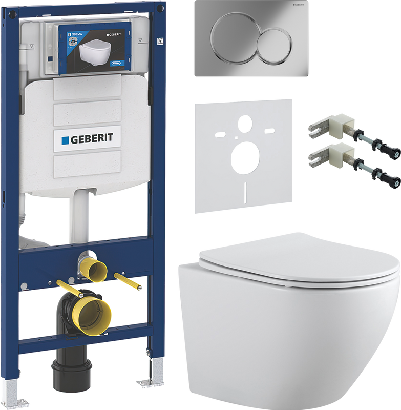 Комплект 5 в 1 Унитаз подвесной Aquanet Cetus 2.0 W + Инсталляция Geberit Duofix UP 320 111.300.00.5 + Кнопка Sigma 01 115.770.21.5 + Звукоизоляция 156.050.00.1 + Крепления 111.815.00.1 к стене
