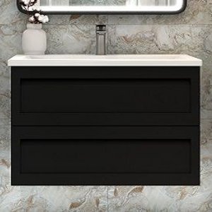 Тумба под раковину без столешницы Art&Max Platino 100, подвесная, черная матовая