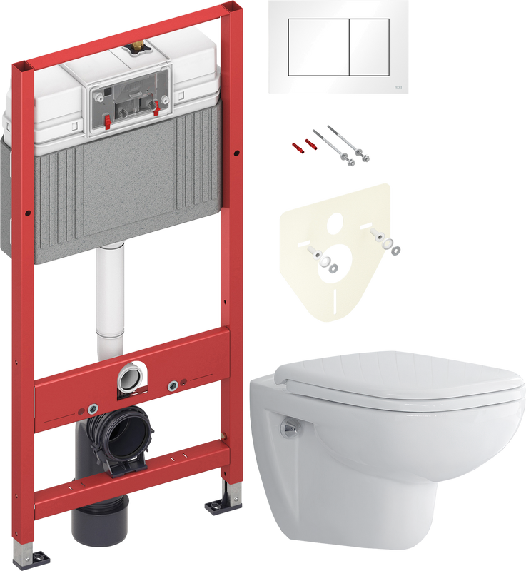 Комплект 2 в 1 Унитаз подвесной Duravit D-code 45700900A1 + Инсталляция с кнопкой TECE Base 9400413