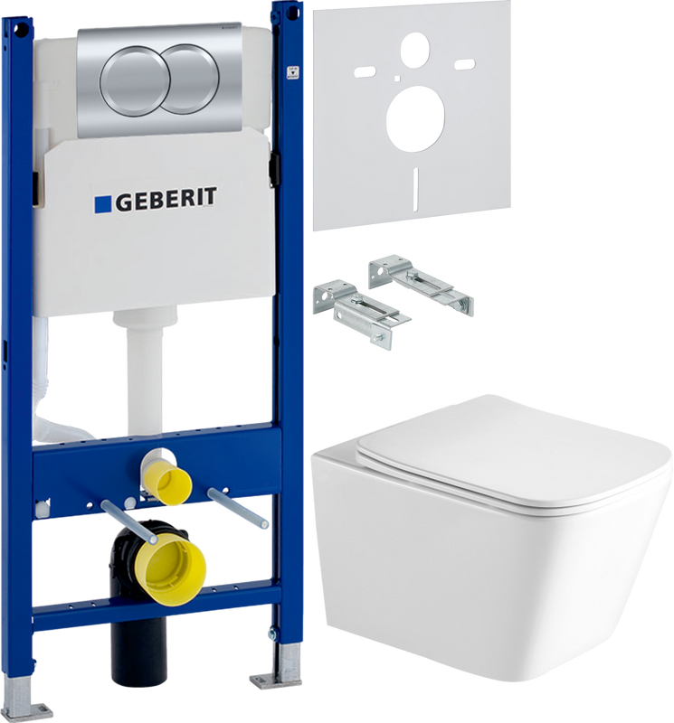 Комплект 3 в 1 Унитаз подвесной SantiLine SL-5007 + Инсталляция с кнопкой Geberit Duofix Delta 458.149.21.1 + Звукоизоляция 156.050.00.1