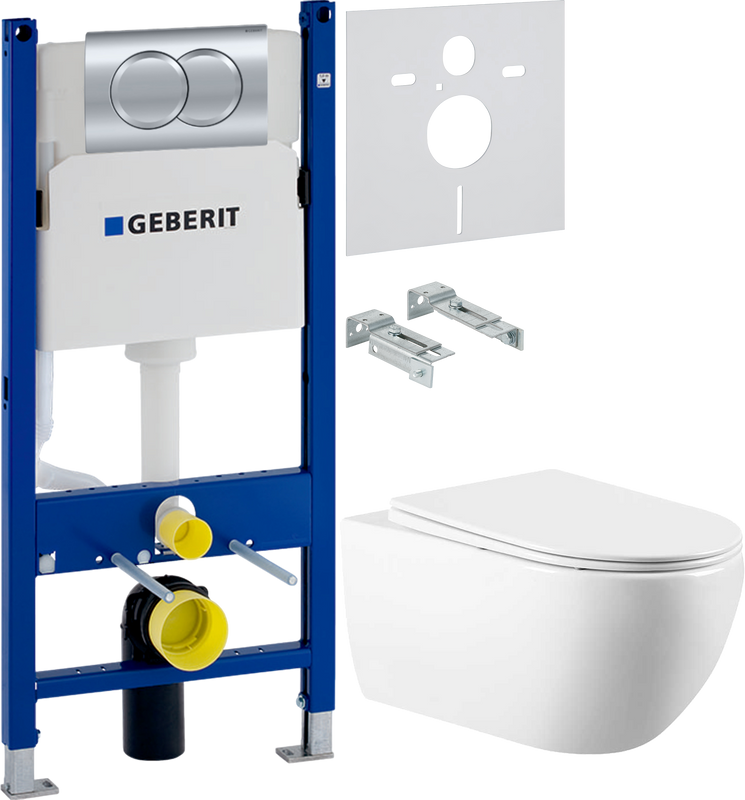 Комплект 3 в 1 Унитаз подвесной Vincea Evo VT1-34 + Инсталляция с кнопкой Geberit Duofix Delta 458.149.21.1 + Звукоизоляция 156.050.00.1