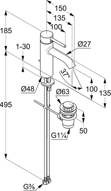 Смеситель для раковины Kludi Bozz 382800576, хром