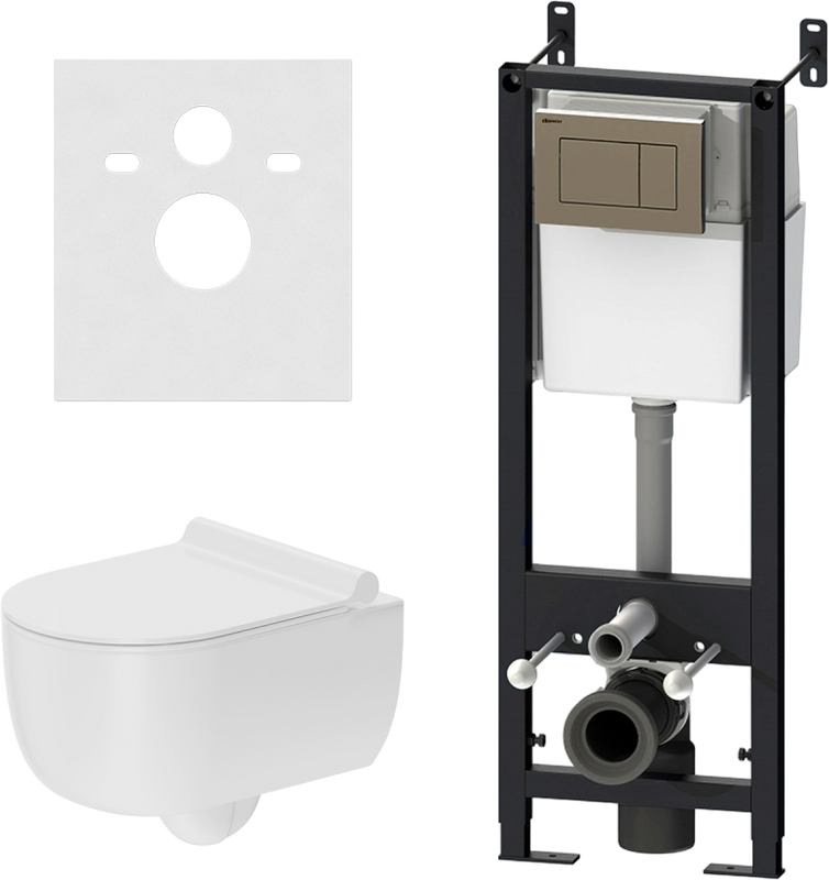 Комплект Damixa Scandinavian Pure DX36.IS10151.1701 с безободковым унитазом, кнопка смыва хром  глянцевая