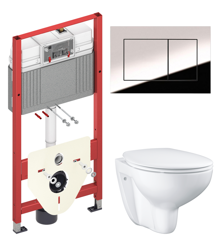 Комплект 2 в 1 Унитаз подвесной Grohe Bau Ceramic 39351000 + Инсталляция с кнопкой TECE Now 9400412
