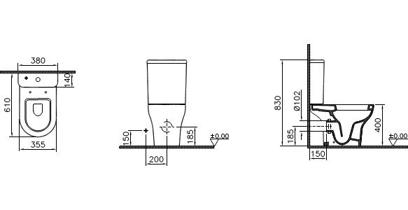 Унитаз-компакт напольный VitrA Zentrum 9012B003-7204