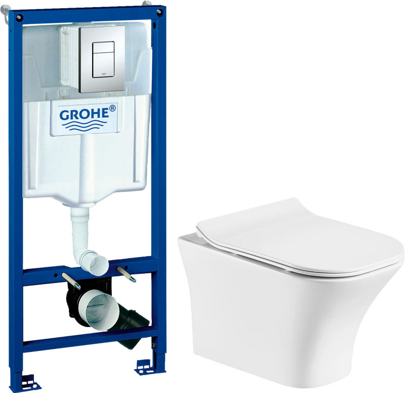 Комплект 2 в 1 Унитаз подвесной Orange C02 C02-100W + Инсталляция с кнопкой Grohe Rapid SL 38772001