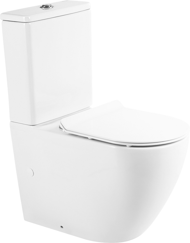 Унитаз-компакт напольный BelBagno Sfera-r BB2141CPR BB2111SC с микролифтом, безободковый, глянцевый белый