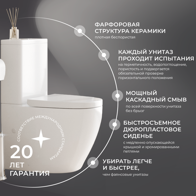 Унитаз-компакт напольный Iberica Blanca Turado IBT11 безободковый, с микролифтом