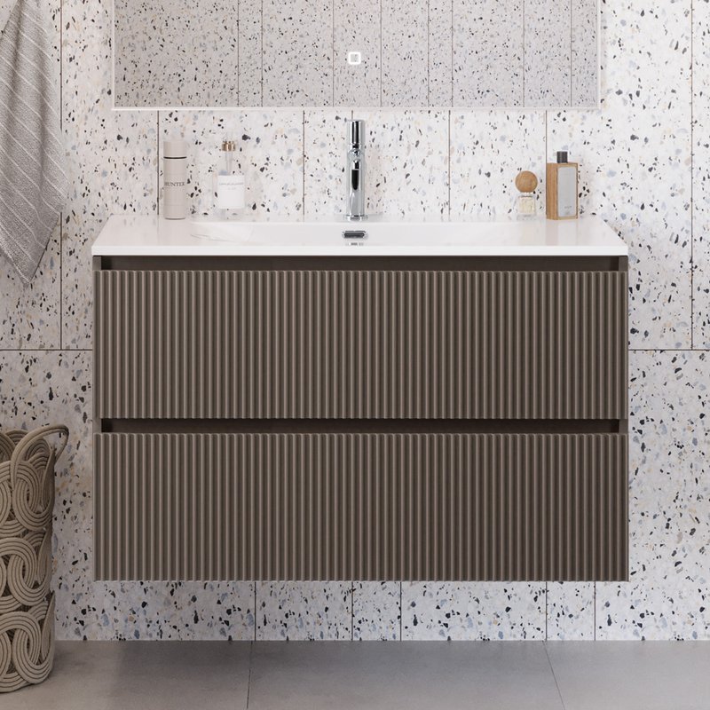 Тумба под раковину без столешницы BelBagno Uno-mini 100 подвесная, 2 ящика, матовая бежевая