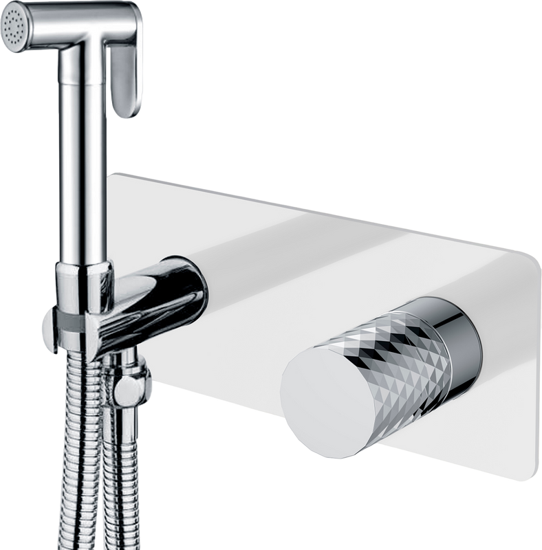 Гигиенический душ Boheme Stick 127-WCR, со смесителем, С ВНУТРЕННЕЙ ЧАСТЬЮ, white, diamond chrome