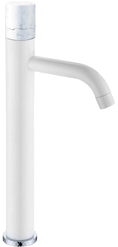 Смеситель для раковины Boheme Stick 122-W-MR-W, белый, белый мрамор