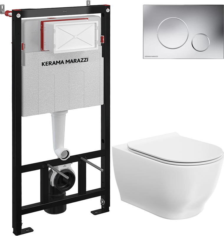 Комплект 3 в 1 Унитаз подвесной KERAMA MARAZZI Modula MO.wc.02 + Инсталляция INST.A.WC + Кнопка FPR.A.CR