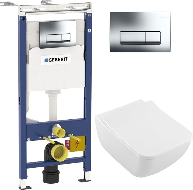 Комплект 2 в 1 Унитаз подвесной Villeroy & Boch Venticello 4611RS01 + Инсталляция с кнопкой Geberit Duofix Платтенбау 458.125.21.1