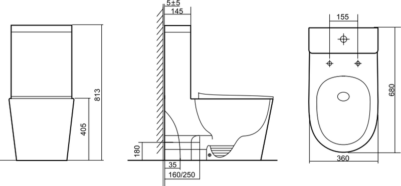 Унитаз-моноблок напольный SantiLine SL-5029MB