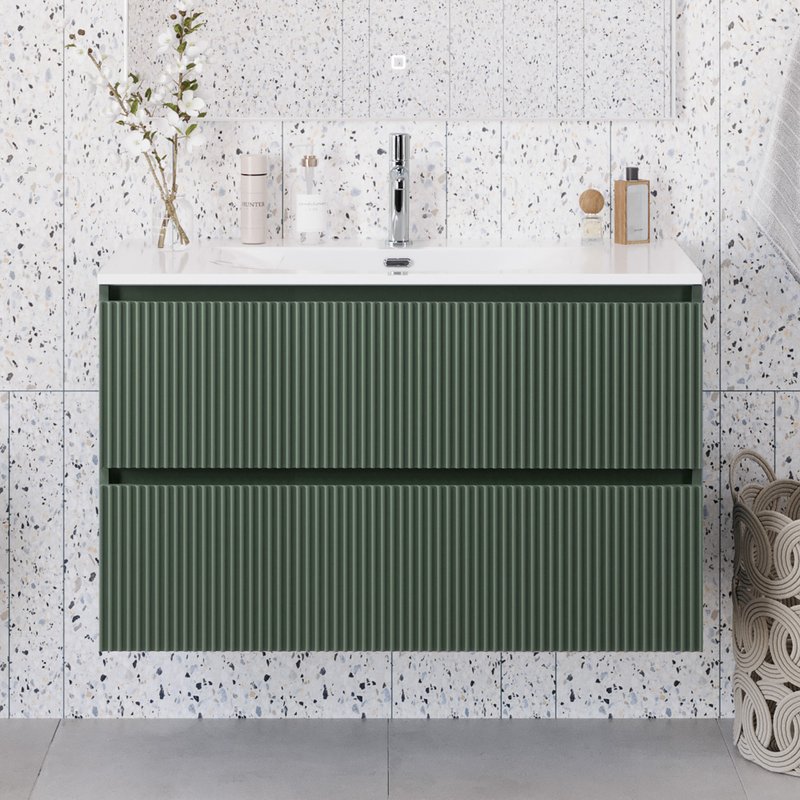 Тумба под раковину без столешницы BelBagno Uno-mini 100 подвесная, 2 ящика, матовая еловая