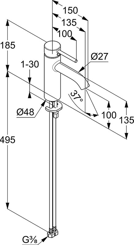 Смеситель для раковины Kludi Bozz 382823976, черный