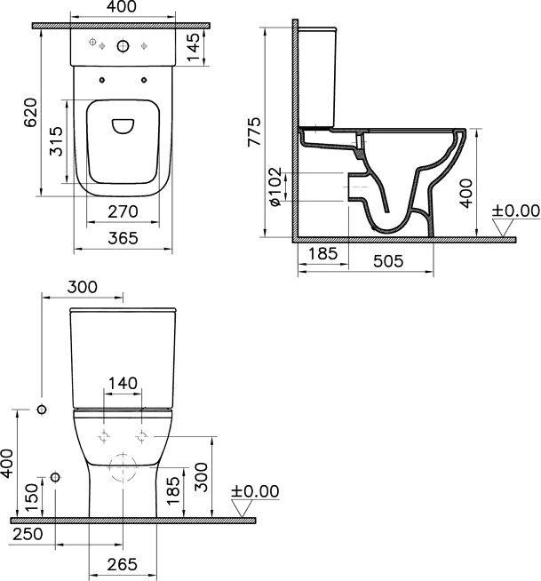 Унитаз-компакт напольный VitrA Integra Square 9833B003-7204