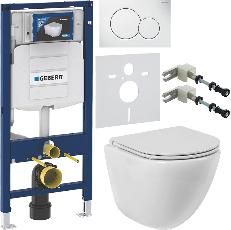 Комплект 6 в 1 Унитаз подвесной BelBagno Amanda BB051CHR безободковый + Крышка BB870SC с микролифтом + Инсталляция Geberit Duofix UP 320 111.300.00.5 + Кнопка Sigma 01 115.770.11.5 + Крепления 111.815.00.1 к стене + Звукоизоляция 156.050.00.1