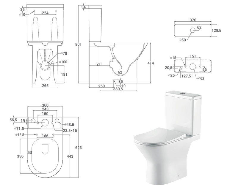 Унитаз-компакт напольный Good Door Hansmann COMPACT