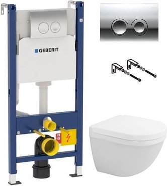 Комплект 3 в 1 Унитаз подвесной Duravit Starck 3 2227090000 + Крышка 0063890000 с микролифтом + Инсталляция с кнопкой Geberit Duofix Delta 458.124.21.1
