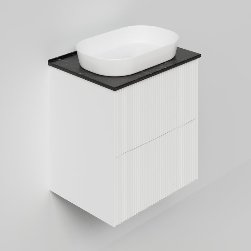 Тумба под раковину со столешницей La Fenice Terra Twin 60 подвесная, bianca, столешница черный мрамор