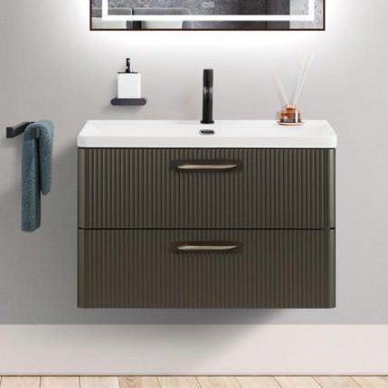 Тумба под раковину без столешницы BelBagno Due 80 оружейная сталь